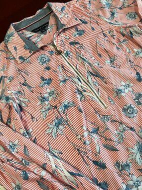 Womens Tommy Hilfiger Long Sleeve Floral Spring Quarter Zip Shirt Cotton (Large)